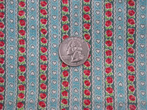 hearts & flowers vintage tiny print flowered stripe cotton quilting fabric