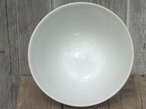 heavy antique white ironstone china mixing bowl, unmarked vintage ironstone