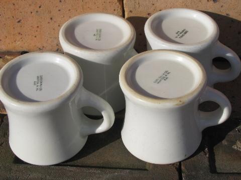 1920s  vintage coffee cups 30s white ironstone china heavy old mugs, cups vintage coffee