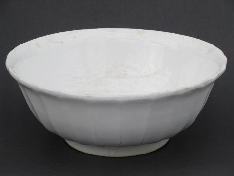 heavy old white ironstone china kitchen mixing bowl