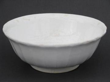 heavy old white ironstone china kitchen mixing bowl