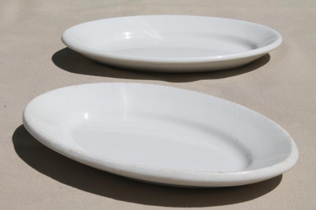 heavy old white ironstone china, vintage butter plates or small platters