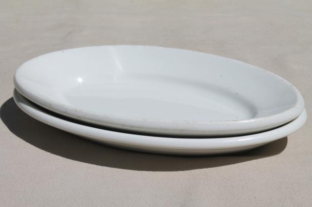 heavy old white ironstone china, vintage butter plates or small platters
