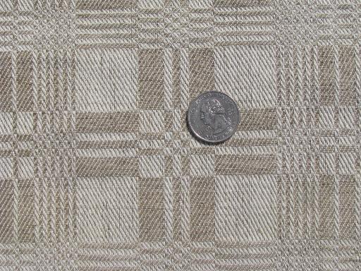 heavy vintage natural flax brown & ivory handwoven linen fabric, 7 1/2 yds