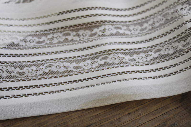 heirloom sewing vintage lace insertion, wide band white cotton lawn w/ inset lace