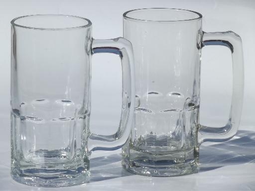 Huge Glass Beer Steins Vintage Tavern Mugs For Oktoberfest Ale And Cider