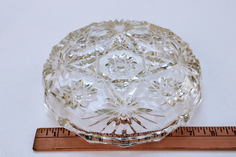 huge heavy glass ashtray, mid-century vintage Anchor Hocking EAPC prescut crystal