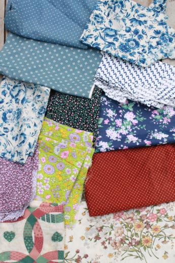 huge lot 22 POUNDS print cotton quilting scraps, 70s-80s vintage & newer fabric