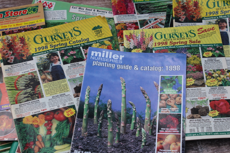 huge lot 40 plus vintage 80s 90s garden seed catalogs, nursery stock, perennial plants flowers vegetables