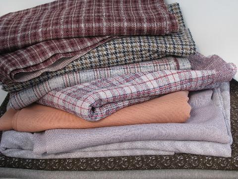 huge lot 70s vintage polyester double knit fabric, pantsuit plaids!
