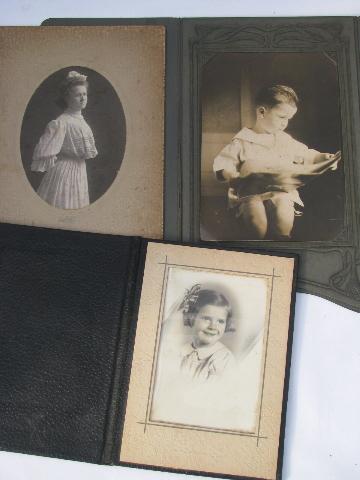 huge lot of antique vintage cabinet card photographs, embossed folders
