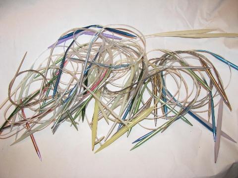 huge lot of circular knitting needles, cased set & 40 individual pairs