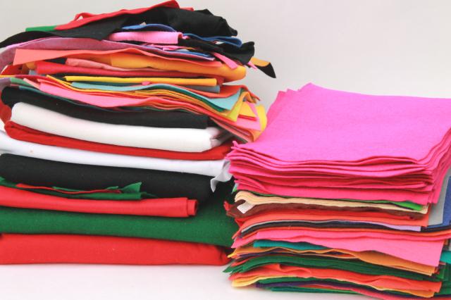huge lot of craft felt yardage & felt sheets in a rainbow of assorted colors