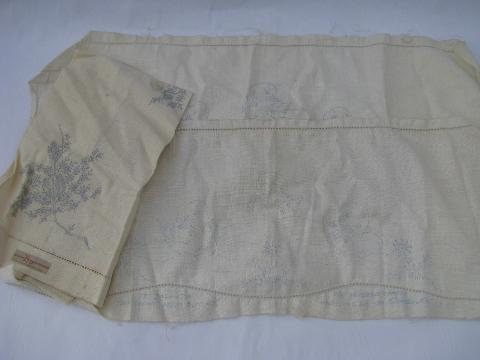 huge lot old linens, stamped to embroider, vintage pillowcases, tablecloths, towels