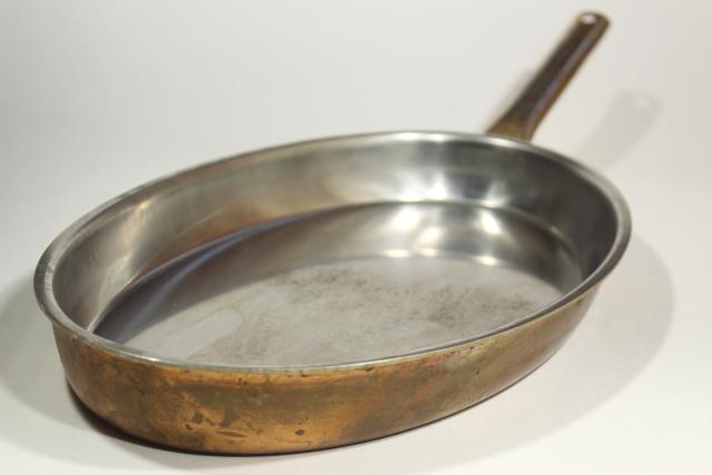 huge oval fish pan, vintage Culinox Spring Switzerland copper stainless cookware