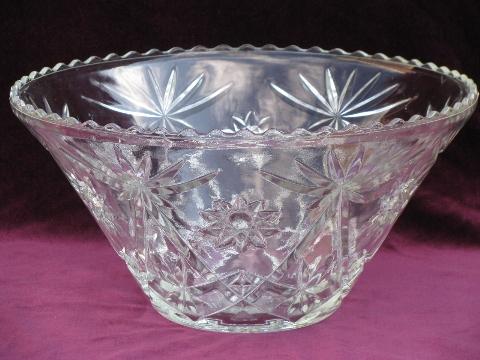 huge pres-cut pattern glass bowl, for punch or holiday entertaining