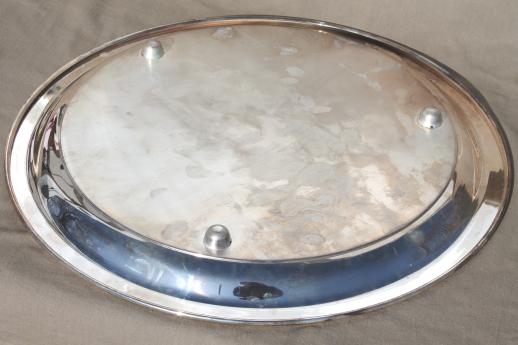 huge silver plate serving tray, cake platter or punch bowl plate, vintage silverplate