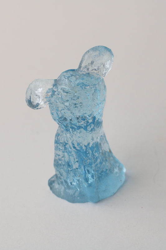 ice blue glass dog figurine, mini paperweight cocker spaniel Fenton or Boyds Skippy