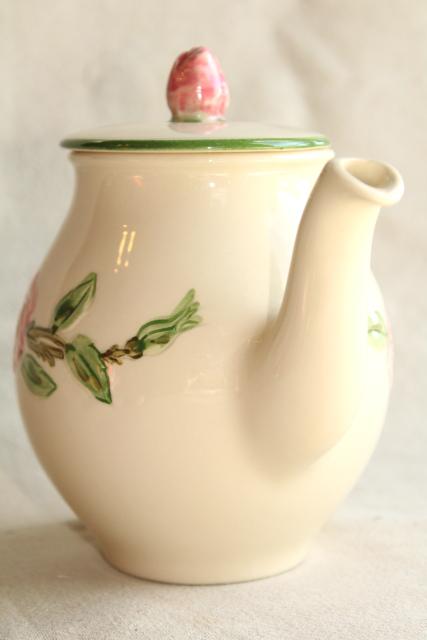 individual coffee pot, Desert Rose pattern vintage USA Franciscan pottery 