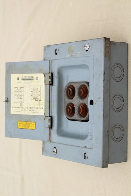 industrial steel electrical control box for screw type fuses steampunk vintage