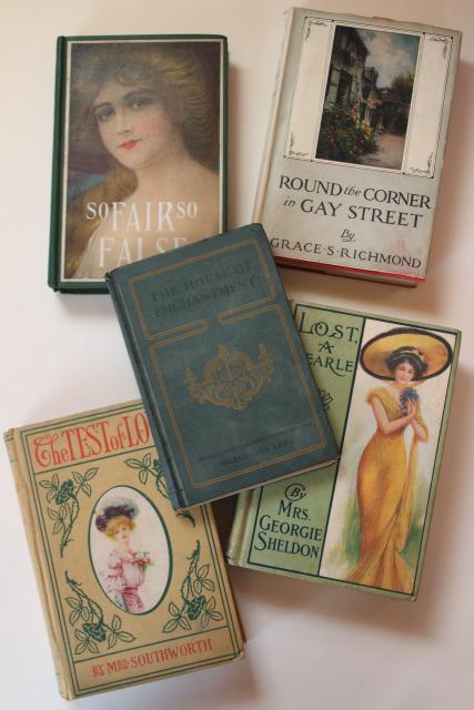 instant collection vintage books, romances w/ gibson girl antique cover art