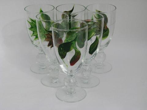 ivy vintage dinnerware, gay fad hand-painted glass stemware glasses