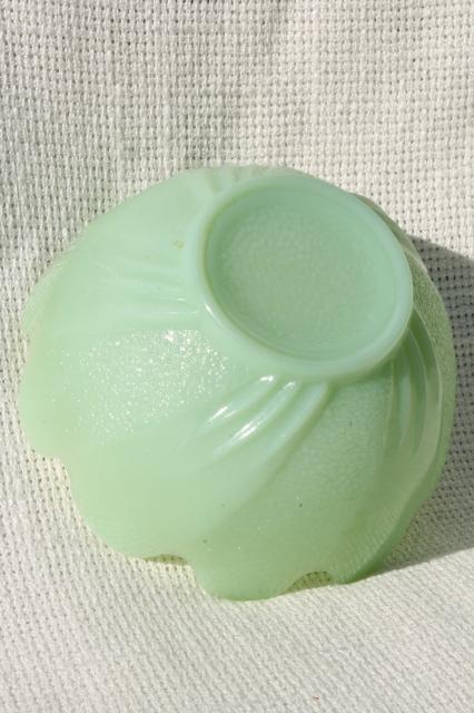 jadite green vintage jadeite glass lotus flower shaped bowl or planter pot