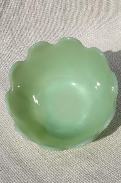 jadite green vintage jadeite glass lotus flower shaped bowl or planter pot