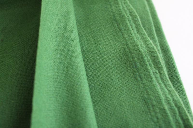 kelly green wool fabric, vintage material for crafts sewing, rug making