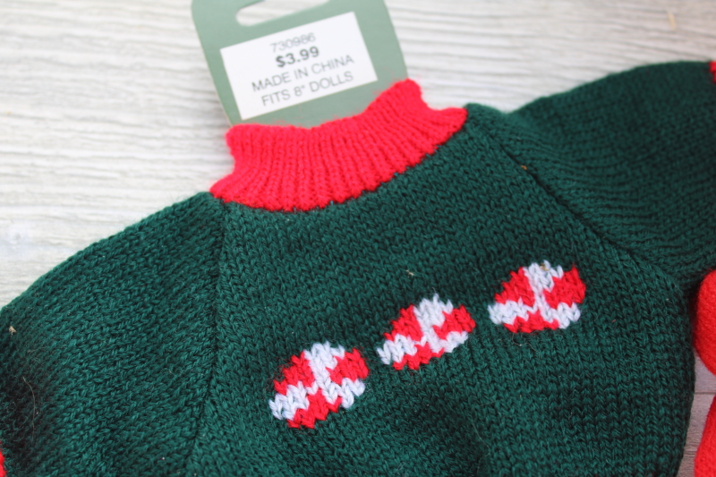 knit holiday sweaters for bears or dolls, ugly Christmas sweater Valentines St Patrick's day