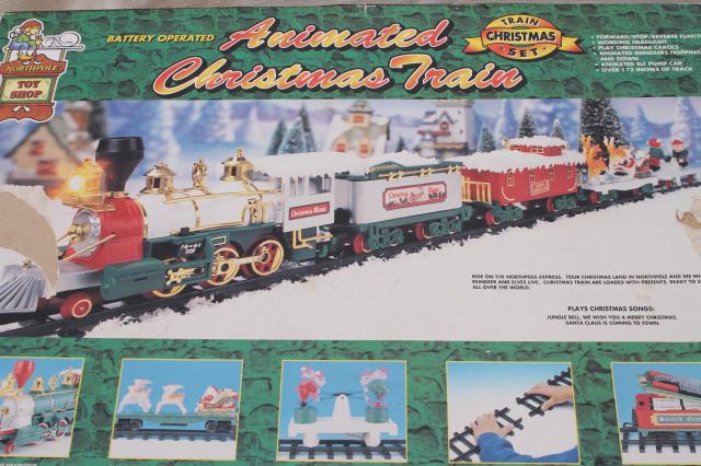 large Santa Claus train, working plastic electric train for Christmas village or under the tree