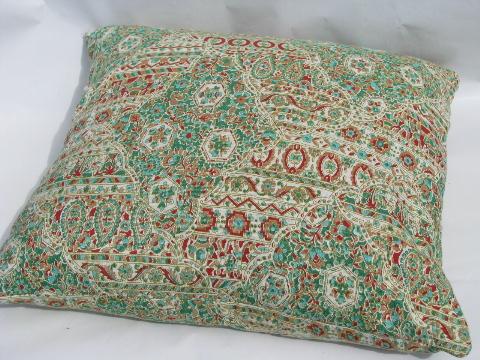large feather pillow in lovely vintage paisley print cotton fabric