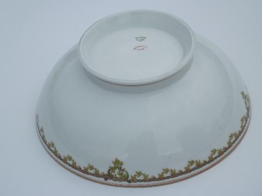 large footed bowl, antique Haviland Limoges china berries and vine border