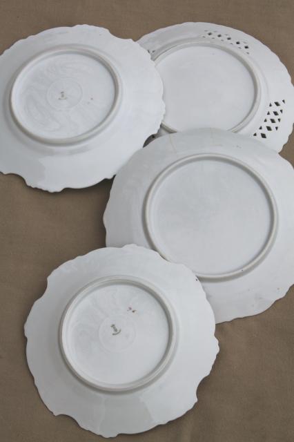 large lot mismatched flowered china plates, antique vintage floral pattern dishes