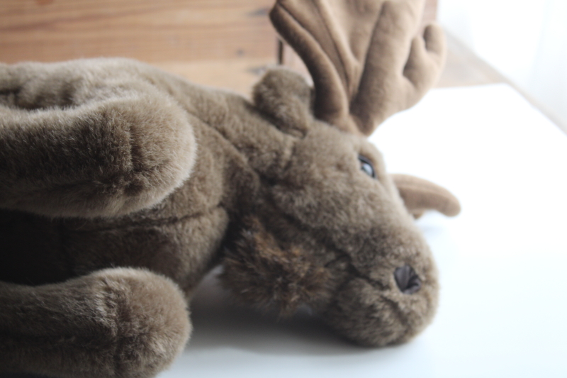 large moose plush toy, Fiesta realistic stuffed animal w/ leather like hoofs