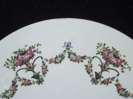large old floral china trivet or plateau plate, Germany, stamped 1913