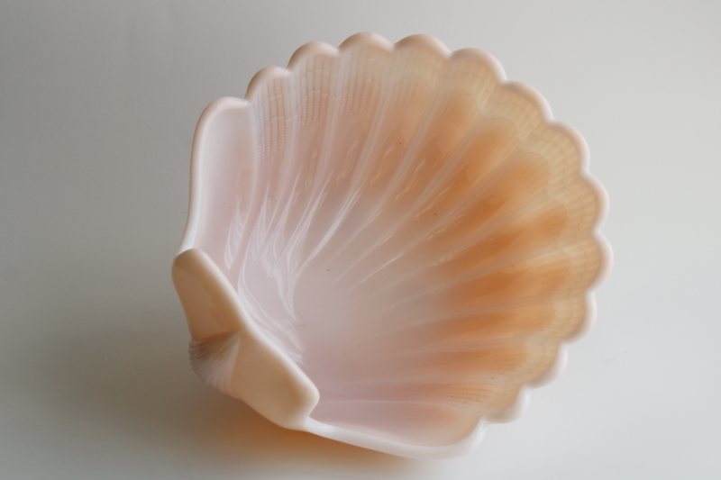 large scallop shell pink glass, large dish or punch bowl, vintage Crown Tuscan Cambridge glass