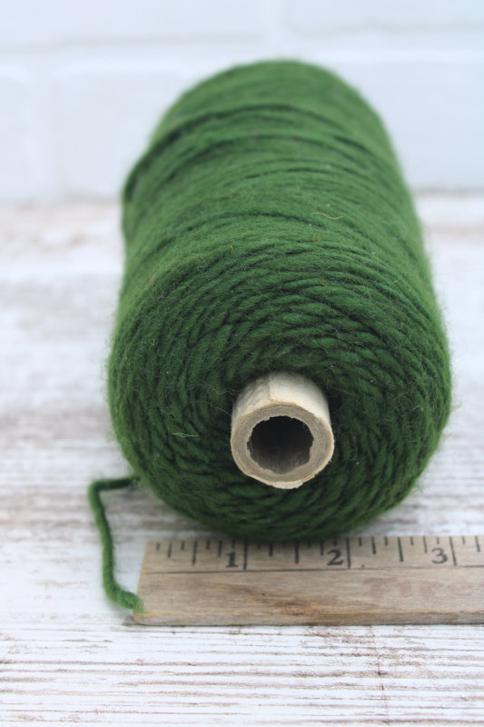 large spool olive green roving homespun style yarn for package ties, crafts, crochet or embroidery