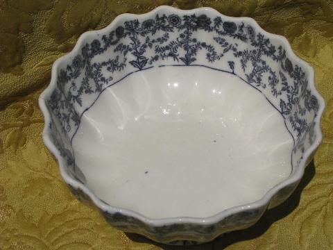 large vintage blue & white bowl, antique Minorca faience china