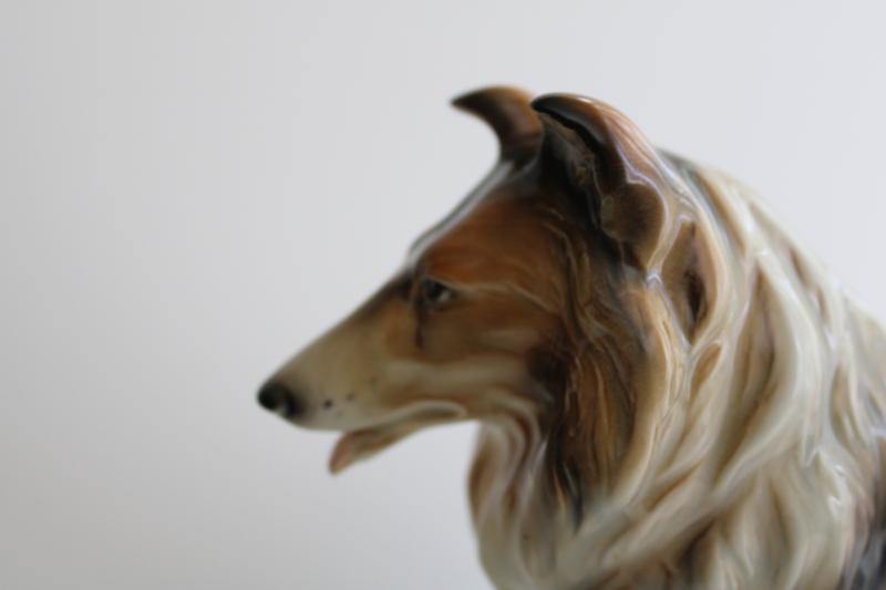 large vintage collie dog ceramic planter Made in Japan china 1950s Lassie