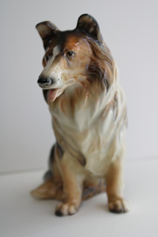 large vintage collie dog ceramic planter Made in Japan china 1950s Lassie