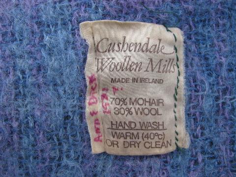 lavender / blue vintage handwoven mohair wool throw blanket