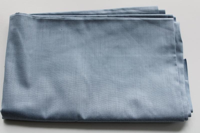light chambray blue solid colored cotton fabric, vintage sewing material