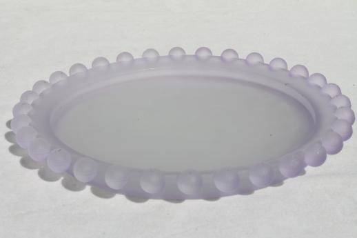 lilac mist pale lavender frosted glass vanity table perfume tray w/ beaded edge