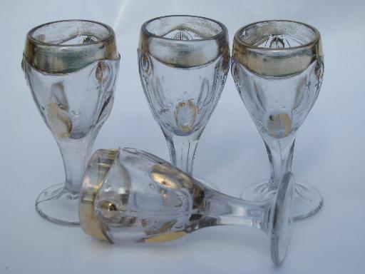 lot 10 antique EAPG goblets, assorted patterns US Glass wine glasses