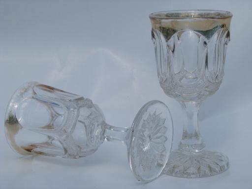 lot 10 antique EAPG goblets, assorted patterns US Glass wine glasses