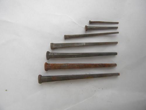 lot 3 lbs of assorted old & antique rusty square cut nails