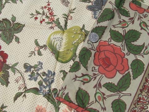 lot 30s - 40s - 50s vintage floral print cotton decorator fabric, 12 prints