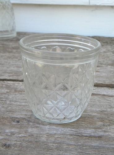 lot 4 vintage Ball Quilted Crystal jelly jars for jam and preserves