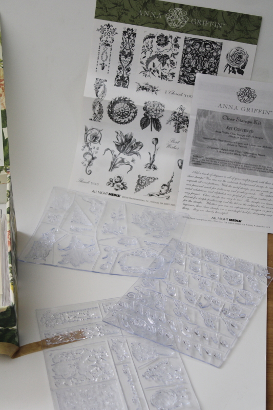 lot Anna Griffin paper craft  stamping sets, brass stencil embossing, clear  rubber stamps